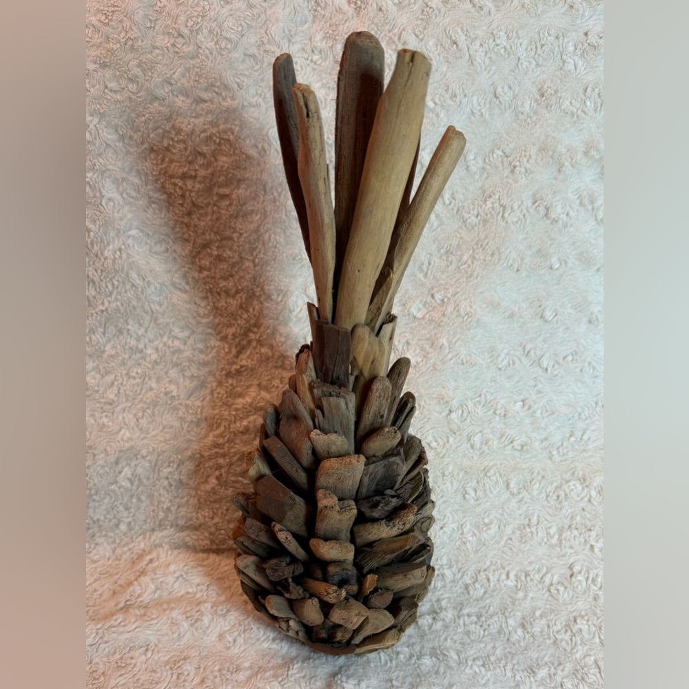 Vintage Driftwood 16” Pineapple MCM Home Decor Wood Art Sculpture Centerpiece